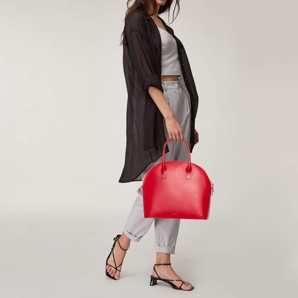 NWT Mansur Gavriel large flamma calf leather dome bag